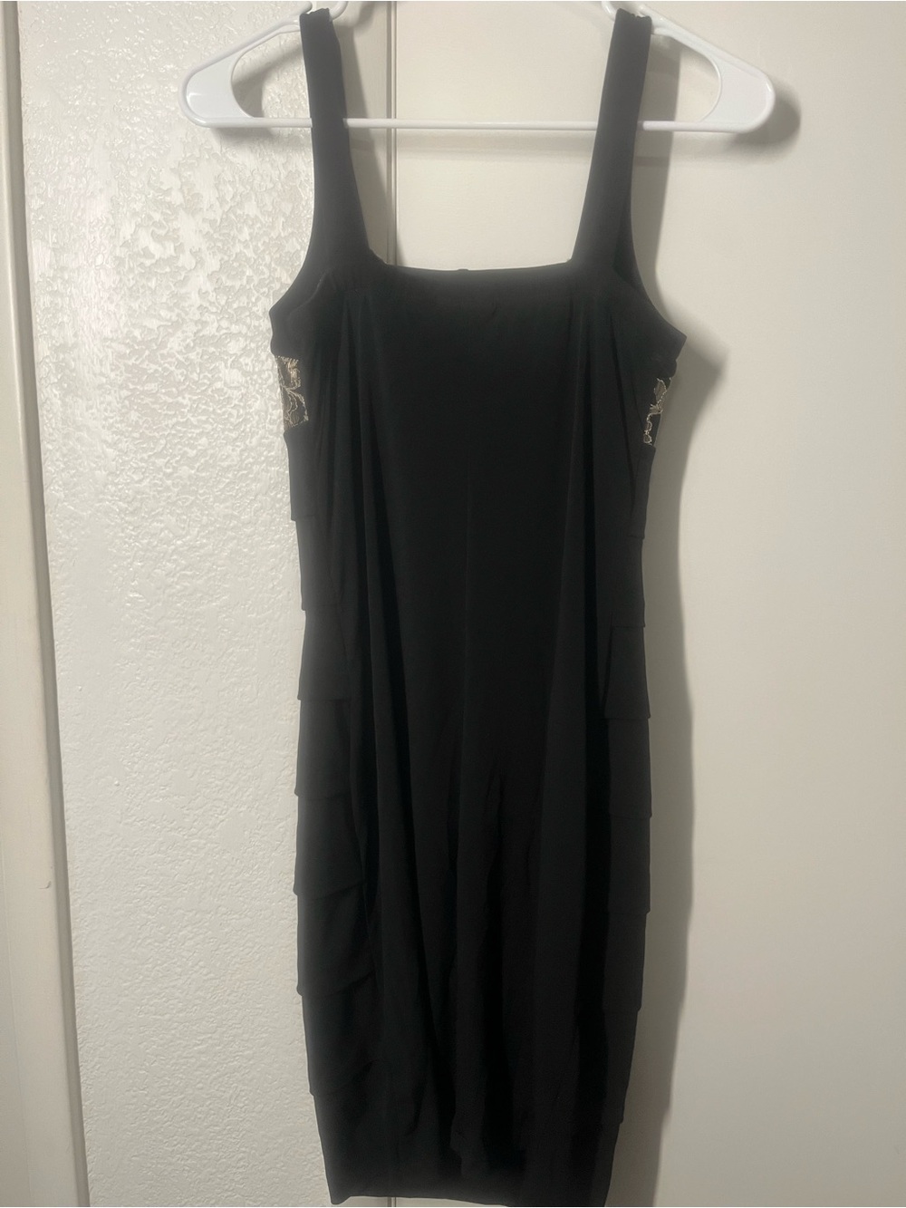 Enfocus Studio Black Mini Dress with Gold Lace Bodice - Picture 4 of 4
